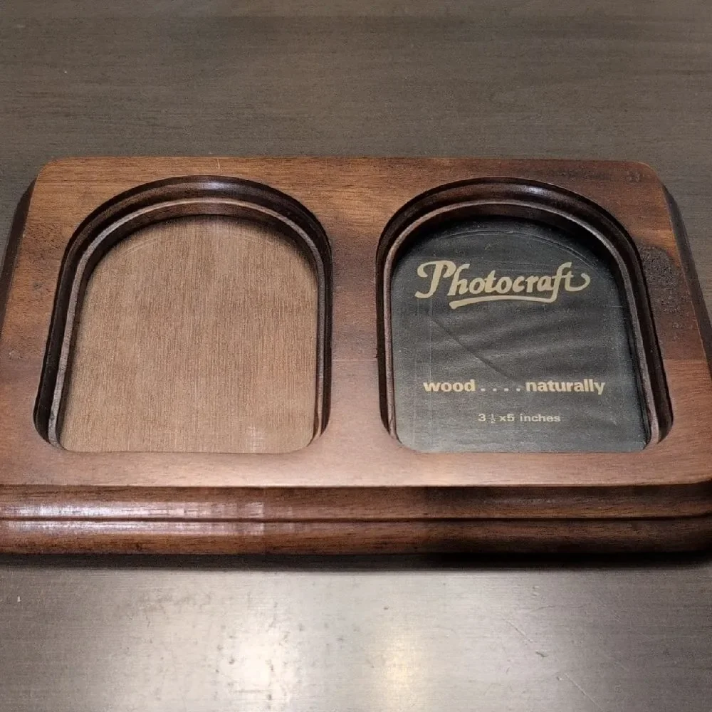 Vintage Photocraft Wooden Double Photo Frame 1980's Retro
